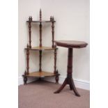 Victorian three tier etarge whatnot and octagonal occasional table Condition Report