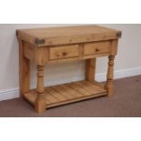 Waxed pine dressing fitted with single drawer, on potboard base, W80cm, H82cm,