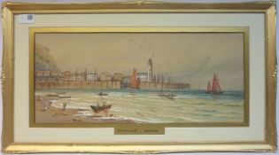 'Figures on the Beach by Scarborough Harbour',