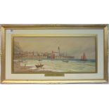 'Figures on the Beach by Scarborough Harbour',