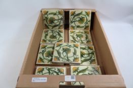 Set of ten Victorian tube lined tiles Condition Report <a href='//www.