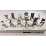 Collection of 'The Craftsman' pewter replica period chairs by Mark Models Condition