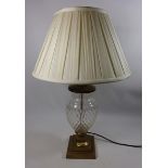 Urn shaped table lamp with cut glass stem,