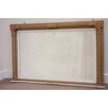 Regency period rectangular overmantle mirror, fluted gilt frame,