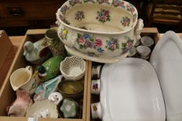 'Evesham' pottery, four German platters, Rye pottery duck,