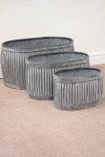 Three galvanized metal graduating dolly tub type planters Condition Report <a