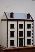 Regency style painted wood and mahogany six bedroom dolls house, W84cm, H98cm,