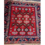 Turkish rug with overall running dog geometric design, triple border,