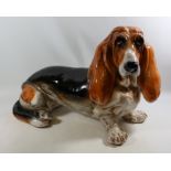 Large Italian pottery basset hound H.