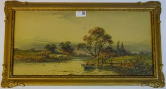 River Scene with Cattle Watering,