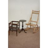 Early 20th century folding campaign rocking chair,