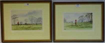 'Going Out' and 'From Scent to View' pair of hunting watercolours signed by George H Griffiths
