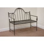Wrought metal garden bench, W112cm Condition Report <a href='//www.