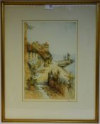 'Lynmouth', original colour etching by R H Smallridge signed in pencil pub.