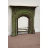 Late 19th century cast iron fire place, W112cm,