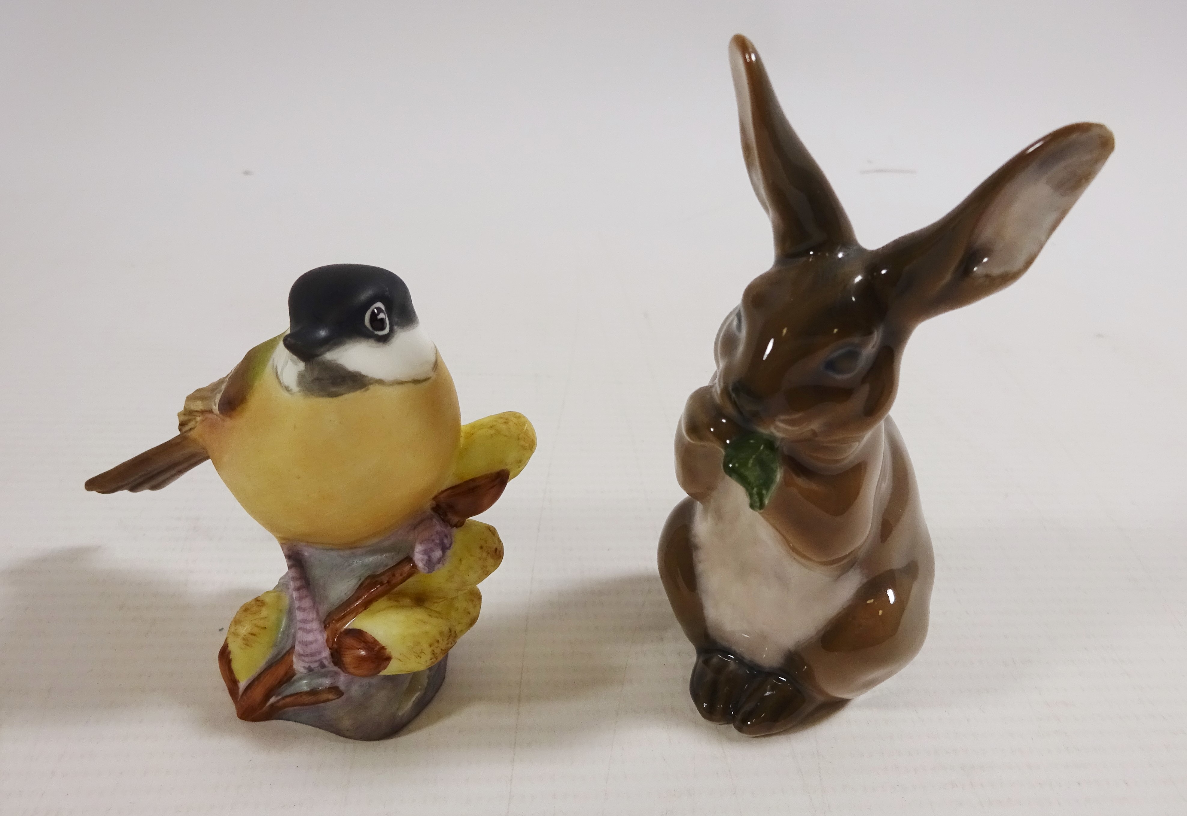 Royal Worcester Marsh Tit No.3336 and a Copenhagen rabbit No.