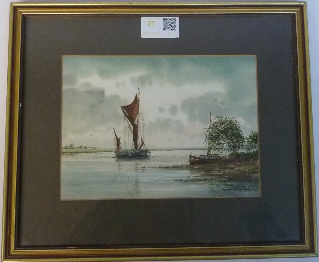 Sailing Barge, watercolour signed by Alan Whitehead (1952-),