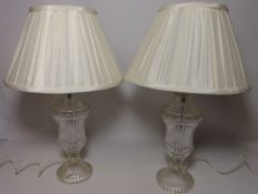 Pair of modern cut glass table lamps,