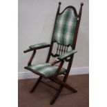 Late 19th century beech framed bedroom chair with upholstered seat,