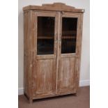 Indian teak glazed and panelled cabinet, W94cm, H160cm,