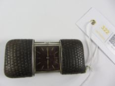 Movado Chronometer Ermeto Swiss silver bag watch, self-winding movement, leather mock snake case,
