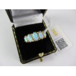 Opal five stone silver-gilt ring stamped 925 Condition Report <a href='//www.