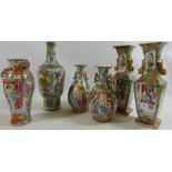 Two pairs 19th century Chinese famille vert vases and two similar vases (6) Condition