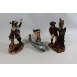 Royal Doulton figures - Dick Turpin and a Musketeer and a Lady Grace China - 'Winston is Back'