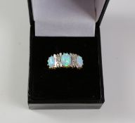 Three stone opal silver-gilt dress ring stamped sil Condition Report <a