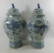 Pair of large blue and white Chinese vases H56cm Condition Report <a