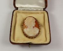 Cameo brooch the gold surround hallmarked 9ct Condition Report <a href='//www.