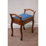 Early 20th century walnut piano stool with hinged seat