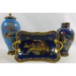 Carltonware Chinoiserie vase with cover,