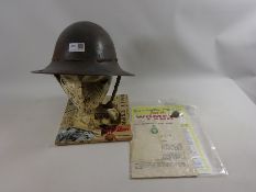 WWII Zuckerman Women's Land Army helmet, with display head, enrolment letter,
