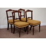 Set four Victorian walnut chairs with upholstered seats,