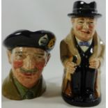 Royal Doulton character jug - Field Marshall Montgomery and Winston Churchill Toby jug