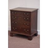 George III mahogany commode, four graduating dummy drawers, hinged top revealing pot,