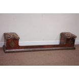 Arts & Crafts period beaten and embossed copper club fender with brass mounts,