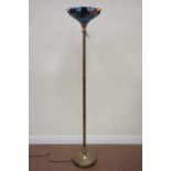 Burnished metal standard lamp with Tiffany style shade,