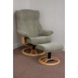 Swivel upholstered armchair with footstool Condition Report <a href='//www.