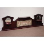 Victorian mahogany overmantle with 'Herbert James Draper' and 'Henry Ryland' silk prints,