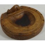 Mouseman oak horseshoe ashtray by Robert Thompson of Kilburn,