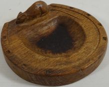 Mouseman oak horseshoe ashtray by Robert Thompson of Kilburn,