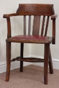 Early 20th century oak desk chair with leather upholstered seat Condition Report