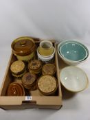 T G Green storage jars and three mixing bowls Condition Report <a href='//www.