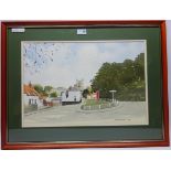 Street Scene Hunmanby, watercolour signed and dated Derek Grunwell 1990,