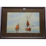 'Long Liners', watercolour signed Ken Wigg 34.