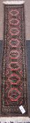 Persian mat repeating guls, 31cm x 150cm Condition Report <a href='//www.