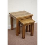 Stained pine nest of two tables, W55cm Condition Report <a href='//www.