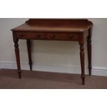 Victorian mahogany side table fitted with two drawers, W105cm, H79cm,